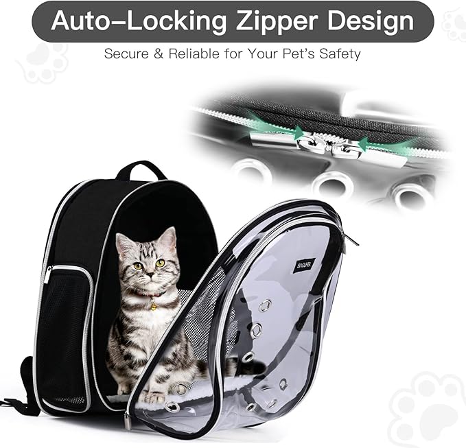 BAGLHER Cat Carrier Backpack Bubble - Fit Up to 18 Lbs - Airline-Approved Dog Backpack Carrier for Small Pets Puppies Dogs Bunny, Space Capsule Dog Carrier Backpack for Travel Outdoor Hiking, Black