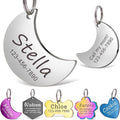 Anavia Personalized Pet ID Tags, Stainless Steel Glossy Laser Engraved Dog Cat Collar Name Tags, Multiple Colors Shapes Sizes (Moon, Regular)
