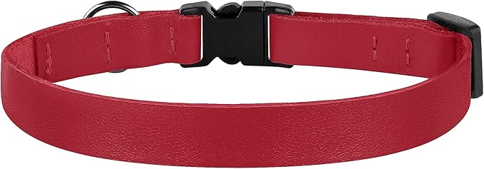 Breakaway Cat Collar with Bell - Leather Adjustable Kitten Collars with Safety Quick Release Buckle - Soft Small Pet Collars for Girl & Boy Cats (Red)