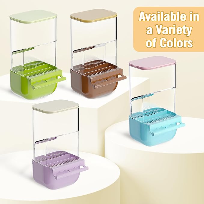 BNOSDM No Mess Bird Cage Feeders Automatic Bird Feeder Parrot Cage Accessories Transparent Seed Food Container with Perch for Finches, Parakeets, Budgies, Lovebirds, Cockatoos, Canaries (Blue)