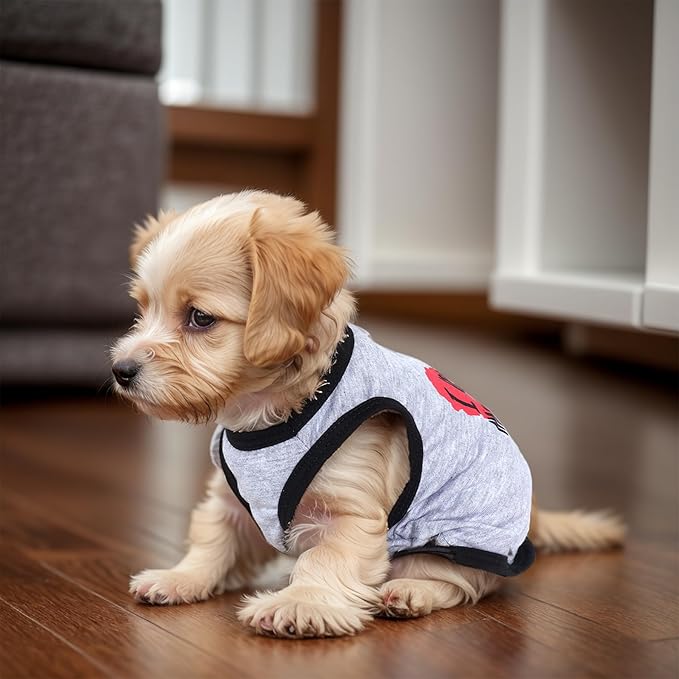 4 Pack Dog Shirts Summer Printed Puppy Clothes Cute Sleeveless Pet T Shirts Dog Clothes for Small Medium Dogs Cats Girl(M)