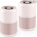 2 Pack Air Purifier for Home Bedroom with H13 True HEPA Filter for Smoke, Smokers, Dust, Odors, Pollen, Pet Dander | Quiet 99.9% Removal to 0.1 Microns | Pink Available for California