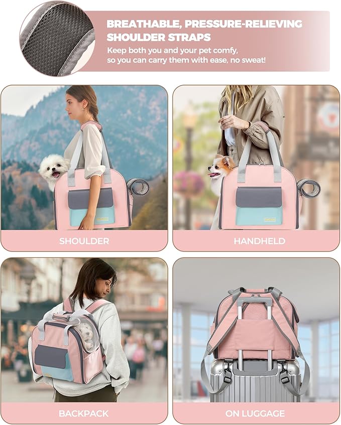 Expandable Cat & Small Dog Carrier Backpack, Soft-Sided Airline-Approved Pet Travel Bag with Dual-Side Expansion, Under-Seat Fit, Breathable Mesh, for Hiking, Vet Visits & Trips (Up to 22 lbs)