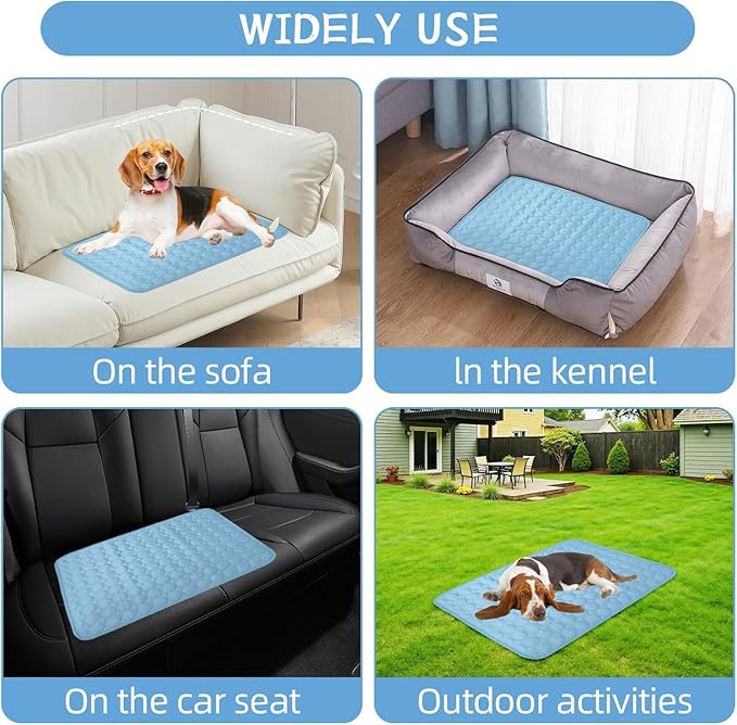 2025 New Dog Cooling Mat, Pet Cooling Mats, Summer Cool Pads Pet Mat Outdoor for Dogs & Cats, Pet Bed Mats Machine Washable (Blue, 70×55 cm | 28×22")