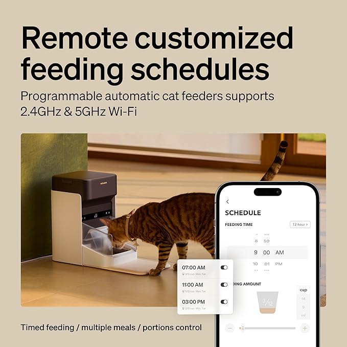 PETLIBRO RFID Automatic Cat Feeder, Collar Tag Activated Personal Meals, 5G Wi-Fi Multiple Cats Feeder for 3 Cats, App Control Cat Food Dispenser for Pets with Different Diets