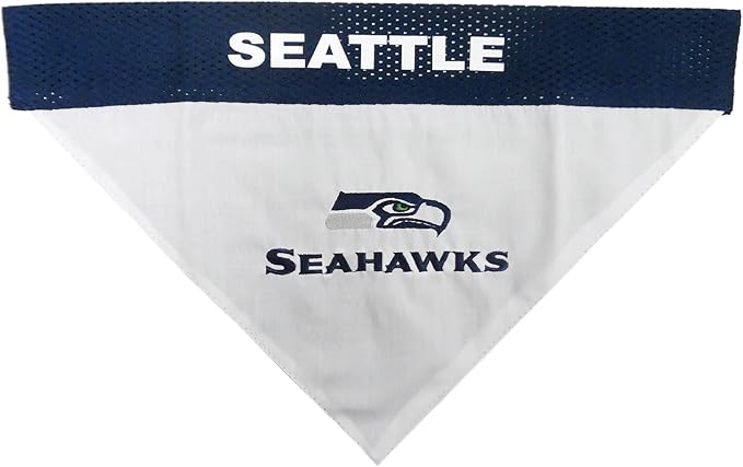 Pets First NFL Seattle Seahawks Reversible Bandana Size XX-Large for Dogs & Cats. 2 Sided Sports Bandana, Premium Embroidery Team Logo, Many NFL Teams Available