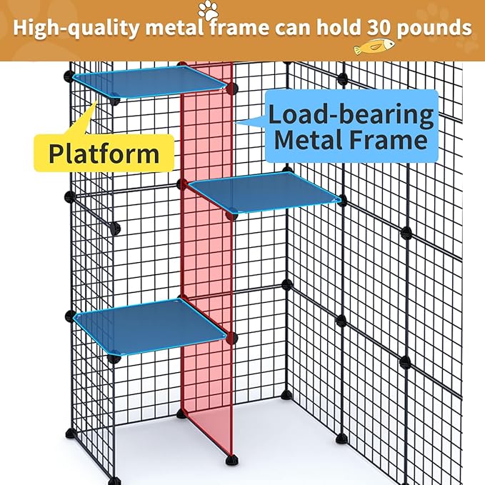 Oneluck 41Inch Catio Outdoor Cat Enclosure with Super Large Enter Door, Balcony Cat Playpen with Platforms,DIY Outside Cat Patio Large Exercise Place Ideal for 1-2 Cats