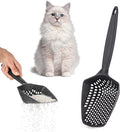 Set of 1 Cat Litter Scoop with Small Holes, Deep Sifting Shovel for Fine Litter, Reptile Terrarium Sand & Rabbit Pooper Lifter, Hanging Handle Poop Scooper (Black, Set of 1)