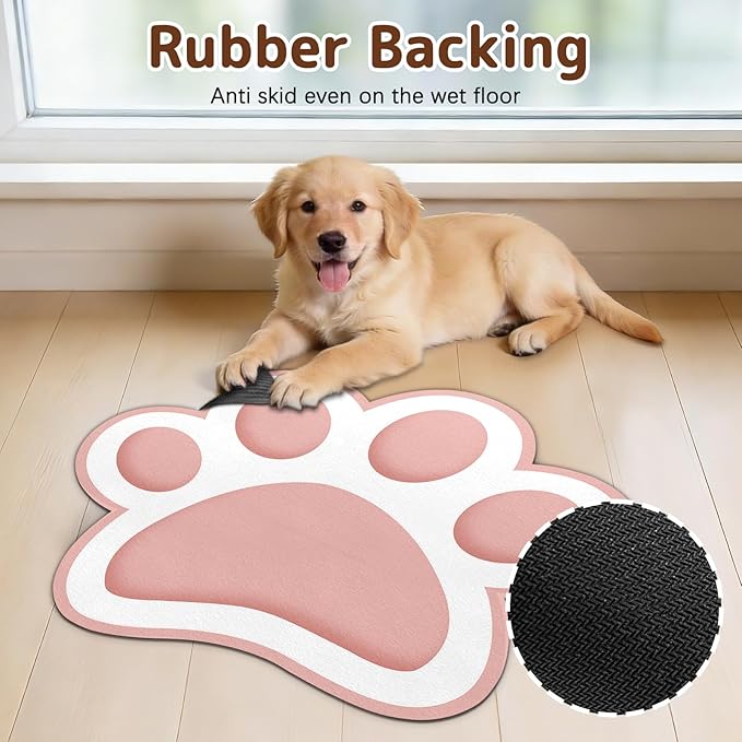 Dog Food Mat for Bowls, Absorbent Quick Dry Dog Cat Mats for Food and Water, Non-Slip Backing Pet Mat Pet Supplies - Pink 15.74 inch