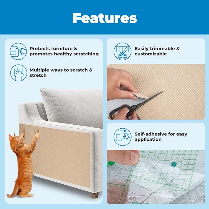 Best Pet Supplies Catify Cat Scratcher, Fun Interactive Scratchers, Posts, Poles, Claw Safe, Furniture Saver Indoor Play Support Natural Cat Behaviors Heavy Duty - Beige (39.4 x 15.8)