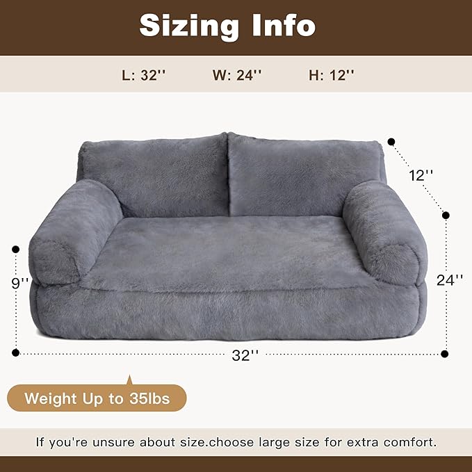 Cat Beds for Indoor Cats, Cat Couch Bed, Cute Cats Sofas for Medium Pets, Dog Sofas & Chairs with Removable Washable Cover, Plush Soft Pet Furniture for 35lbs Medium Dogs & Cats(Light Gray)