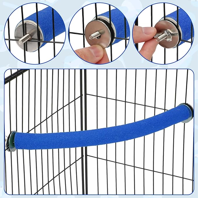 Rypet Parrot Perch Stand Toy Used for Cage Corner for Paw Grinding Clean Stick Exercise, Rough-Surfaced Quartz Bird Perch Standing Cage Accessorie for for Small Parakeets Cockatiel Conures (Blue XL)