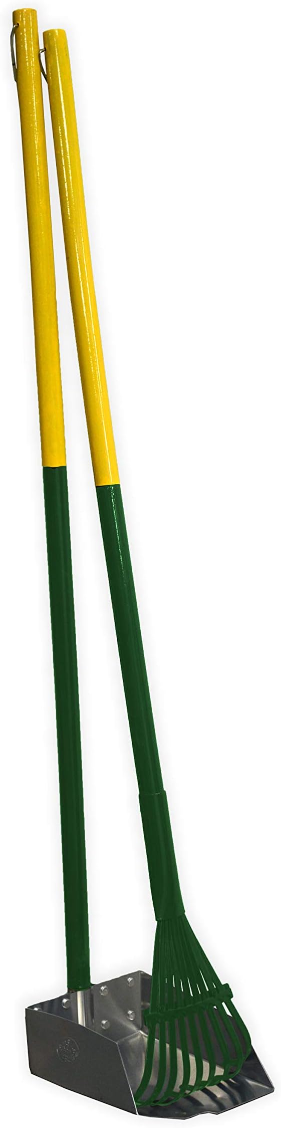 Four Paws Stainless Steel Long-Handled Dog Pooper Scooper Rake & Pan 2 Piece Set, Pet Waste Pickup Tool, 38" x 7"