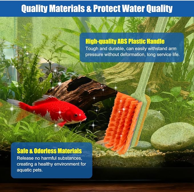 Small Glass Aguarium Cleaning Tool Algae Scraper for Acrylic Aquariums Fish Tank Cleaner Brush (Longer Size)