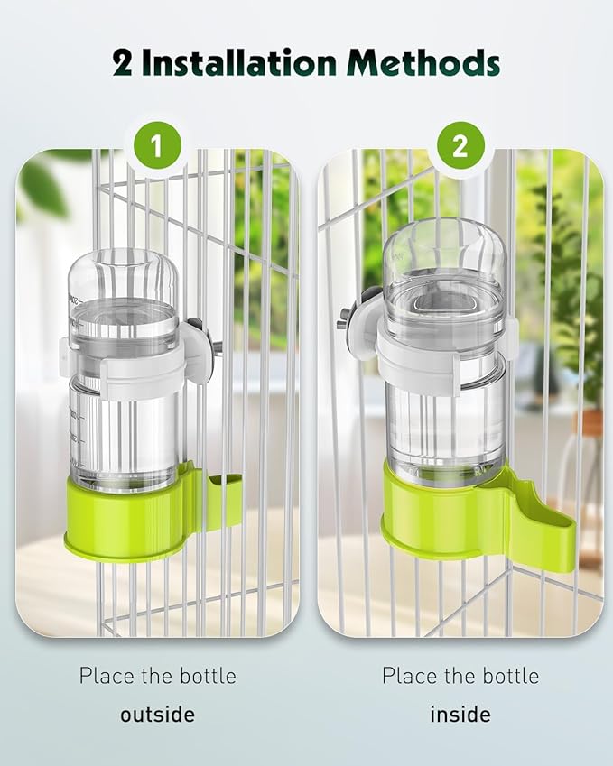 Pawfly Bird Water Dispenser, Automatic Water Feeder, Plastic Bird Cage Dispenser, Green Parrot Waterer for Parakeet Cockatiel Budgie Lovebirds (Not Fit for Food Feeding)