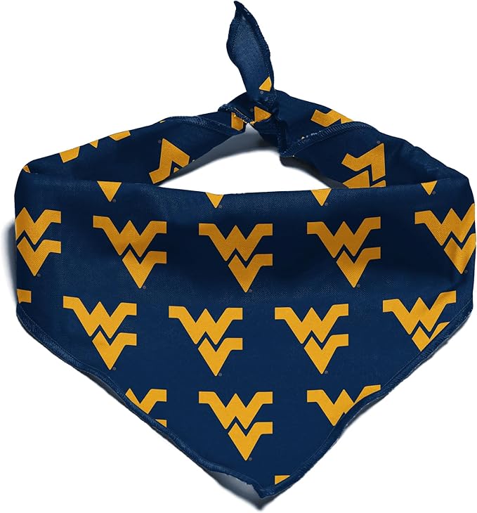 West Virginia Mountaineers Officially Licensed Bandana for Dogs and Cats | Fits Pets Great Gift Idea | Easy-to-Tie (Large, 28")