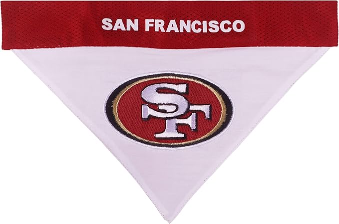 Pets First NFL SAN Francisco 49ERS Reversible Bandana Size XX-Large for Dogs & Cats. 2 Sided Sports Bandana, Premium Embroidery Team Logo, Many NFL Teams Available