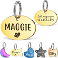 Anavia Small Size Dog Cat ID Tags, Small/XS Personalized Color Plated Stainless Steel Puppy Kitten Name Tags, Customized Engraved Nameplate Pet Collar Tag (Gold, Oval)