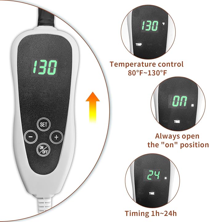 Pet Heating Pad 22x18 in with Smart Thermostat Switch and Power Line Protection Tube,Obtained MET and UL Dual Certification,Waterproof Cat Heating pad-Rose