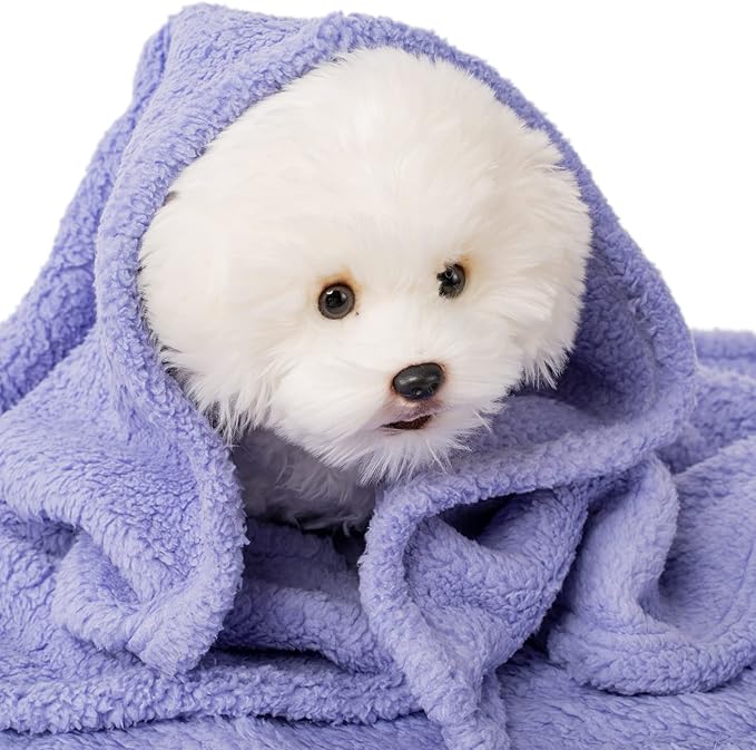 2 Blankets, Dog Cat Pet Blanket, Soft Warm Fleece, for Puppy, Small Dogs or Kitten, Cats, Plush Fuzzy Blanket for Bed, Sofa, Travel (40" x 32", 2/Pack, Lavender+Pink)