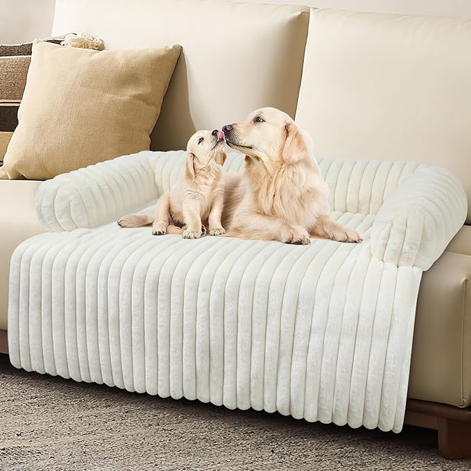 Wn's Day Luxurious Dog Couch Bed, Washable Calming Dog Couch Cover, Removable Couch Protector for Dogs, Waterproof Sofa Bed, Pet Bed Mats for Couch, Pet Couch Covers for Sofa(White, XL)