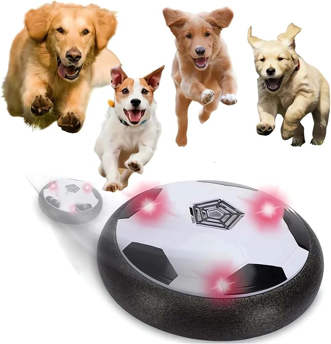 Ivieicip Active Gliding Disc - 2023 New Light up Indoor Soccer Ball Games Rolling for Dogs, Interactive Automatic Self Moving Dog Toys, Flying Saucer Aggressive Chewers (Sound)