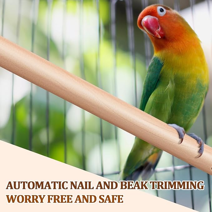 Sintuff 8 Pcs Bird Perches for Cage Accessories, Wooden Perch Rods Replacement with Double Head Slots, 0.6 Inch Diameter Natural Wood Stand for Parrot Macaw Cockatoo Parakeet(18 Inches)