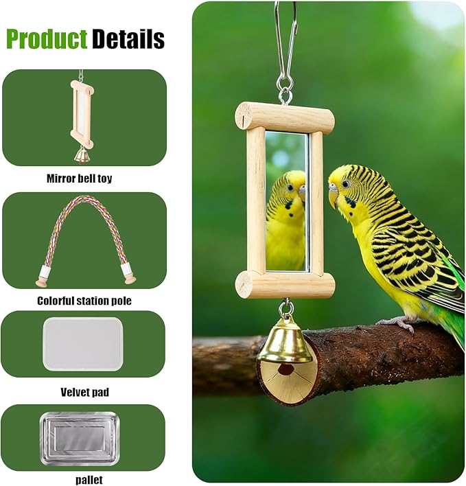 Parrot Travel Carrier Bubble Window Backpack with Mirror Standing Toy,Portable Parrot Cage Backpack with Bird Stand Perch, Pet Travel Bag for Cockatiels, Love Bird,Small Birds