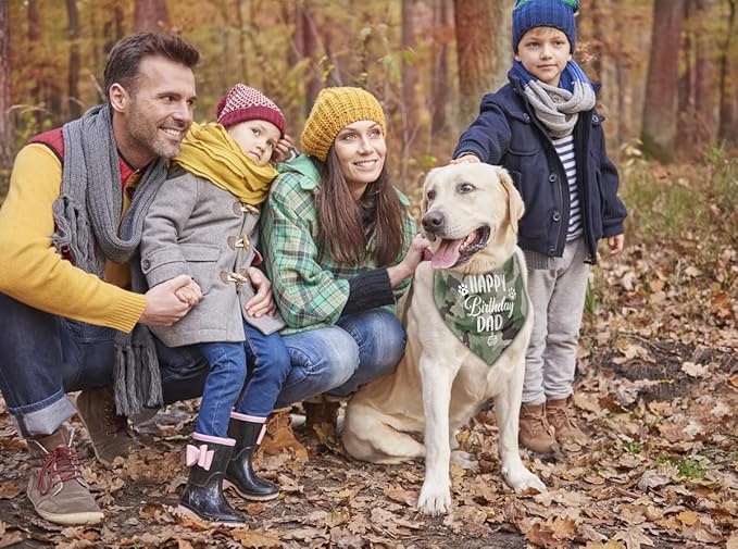 K32 Camouflage Dog Bandana - Happy Birthday Dad Dog Scarf Accessory for Pet Scarf Gift