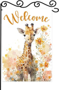 Giraffe Welcome Garden Flag,Welcome Spring Cute Giraffe Garden Flag,Pet Wild Cartoon Animals Quote Birthday Yard Outdoor Decor.12x18 inch