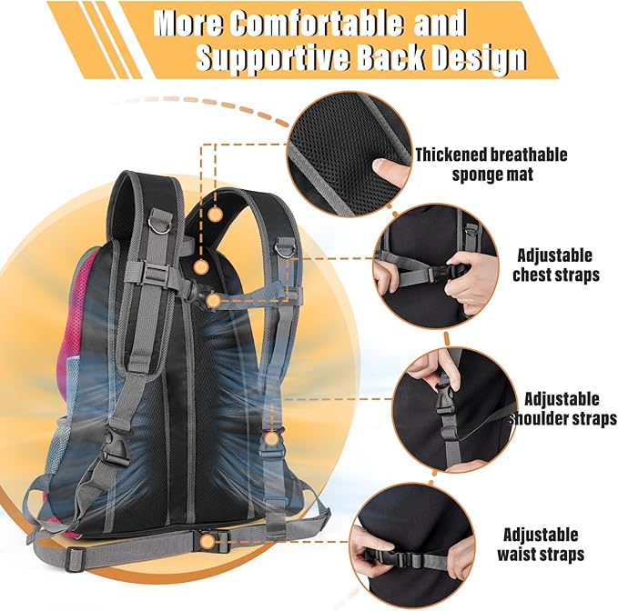 YUDODO Dog Front Carrier Backpack, Adjustable Breathable Pet Carrier for Small Dogs, Ventilated Puppy Back Pack with Safety Belt, Lightweight Doggy Backpack for Hiking Outdoor (Rose, L)