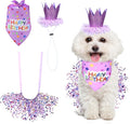 Dog Birthday Bandana with Hat and Dress Girl Set, Dog Birthday Hat Bandana Girl Birthdays Boy Girls Cake Bandanas Triangle Scarf Party Hats Dogs Bow Tie Collar, Cute Tutu Skirt Outfit for Small Dogs