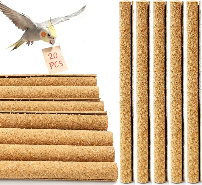 20-Pack Sanded Perch Covers for Parakeets - Bird Perchs Covers 7.5" L x 3/8" D Bird perches for Parakeets, Lovebirds, Parrotlets, Canaries and Other Small Birds (20pcs Small 7.5" L x 3/8" D)