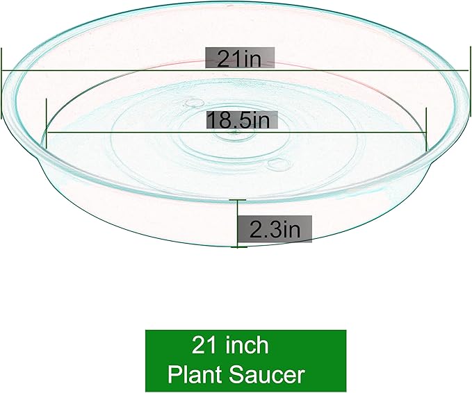 2 Pack of 20 21 inch Plant Saucer Round, Deep Plant Saucers for Pots, Heavy Duty Plastic Plant Drip Tray for Indoors Outdoor, Bird Bath Bowls, Plant Trays for Planter 19-22" (21 inch, Black)