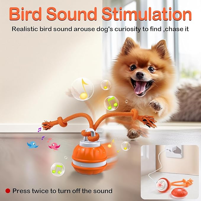 Interactive Dog Toys，Peppy Pet Ball for Dogs，Motion Activate Rolling Ball for Puppy/Medium Dogs，Active Rolling Dog Bal l Wicked Bal l for Daily Training, Dog Toys to Keep Them Busy (Orange)