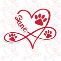 Custom Paw Pet Sticker Personalized Heart Name Pet Paw Cat and Dog Lover Waterproof Vinyl Sticker for Water Bottle Laptop Hard Hat Tumbler Cup Cars Birthday Gift for Her Him