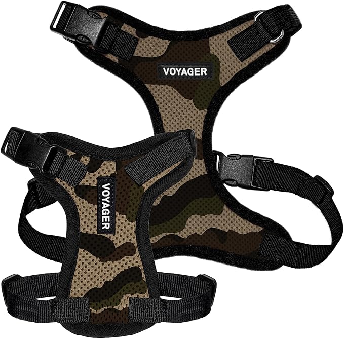 Voyager Step-in Pet Harness - All Weather Mesh, Adjustable Step in Harness for Cats and Dogs by Best Pet Supplies - Army/Black Trim, M
