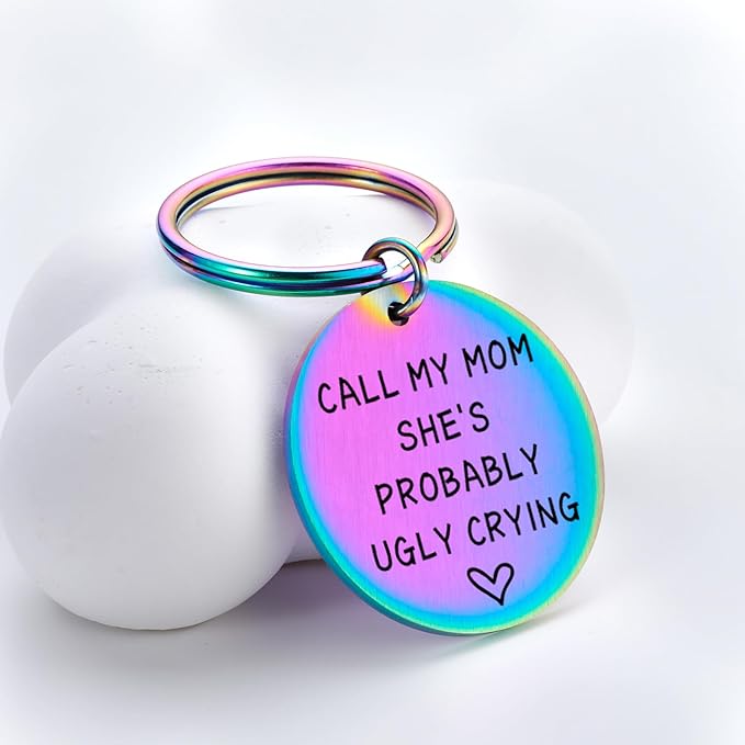 Funny Personalized Dog Tag, Customized Dog Collar with Name Tag Plate, Call My Mom She's Probably Ugly Crying,Cute Pet Tag Keychain for Dog Cats Owner, Dog Name Tag Double Sided Engraved (Type 2)