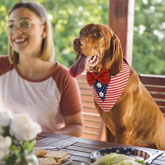 FUAMEY Dog Tuxedo American Flag for Small Dogs,Dog Formal Suit Dogs Attire Pet Bow Tie Puppy Party Costumes Cat Tux Outfits Pets Bandana Cosplay Adjustable Bowties 4th of July Independence Day XS