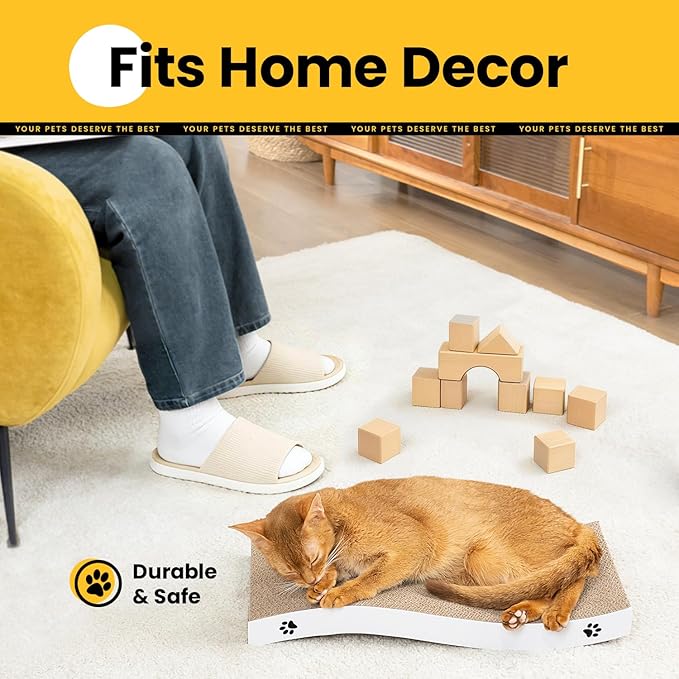 Cat Scratcher, Durable Scratch Pad, Corrugated Cardboard Scratching Board for Indoor Cats, Heavy Duty, Double-Sided Usability, Recyclable, with Catnip, Medium, 4 Packs