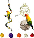 Bird Rope Perch,Birds Perch,Bird Perches for cage,Parakeet perches,Rope Perch for Conures,Parrot,Cockatiel,Lovebird,Budgerigar,Bird cage Accessories,Chew Toys