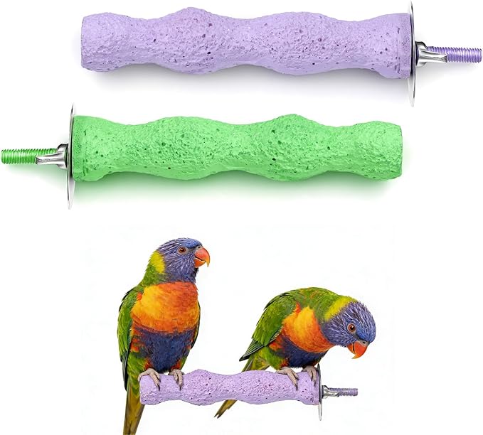 Bird Beak Grinding Stone, 2 Pcs Parrot Resin Beak Grinder Stones Anti-Slip Parakeet Nail Trimming Stick Platform Foot Claws Trimmer for Parrot Cage Accessories