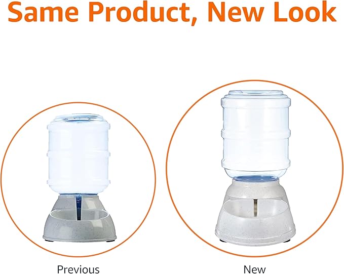 Amazon Basics Gravity Pet Water Dispenser for Cat,Dog,1 Gallon Capacity,Small,Gray,(Pack of 4)