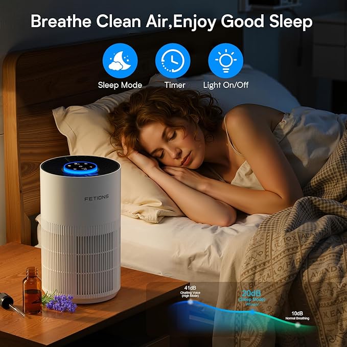 Air Purifiers for Bedroom Home up to 1200Ft², Small Air Purifier for Bedroom, H14 HEPA Air Purifiers for Home Pets,with Sleep Mode, 3 Speeds, Timer, Aroma Function