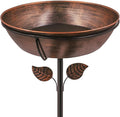 3" Deep Metal Bird Bath for Outdoors, Removable 13" Dia Bowl with Stable Upgrades Stake, Easy to Clean Birdbaths for Garden Yard Lawn Decor 1.4 Gallon