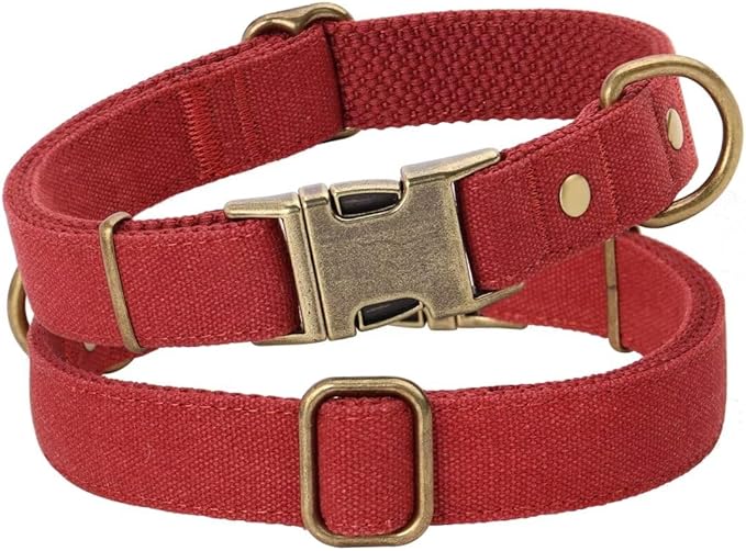 PET ARTIST Dog Collar for Large Dogs, Soft Padded Premium Nylon Dog Collar with Quick Release Metal Buckle, Durable & Adjustable Pet Collars for Boy Gifts, Red, L (Fit 15-22")