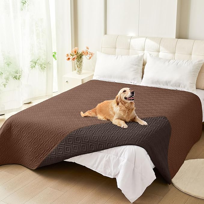 hyha Waterproof Dog Blanket, Soft Pet Bed Blankets, Waterproof Sofa Couch Cover for Dogs Washable, Reversible Pet Couch Covers for Sofa Furniture (82x120 Inch, Brown/Chocolate)