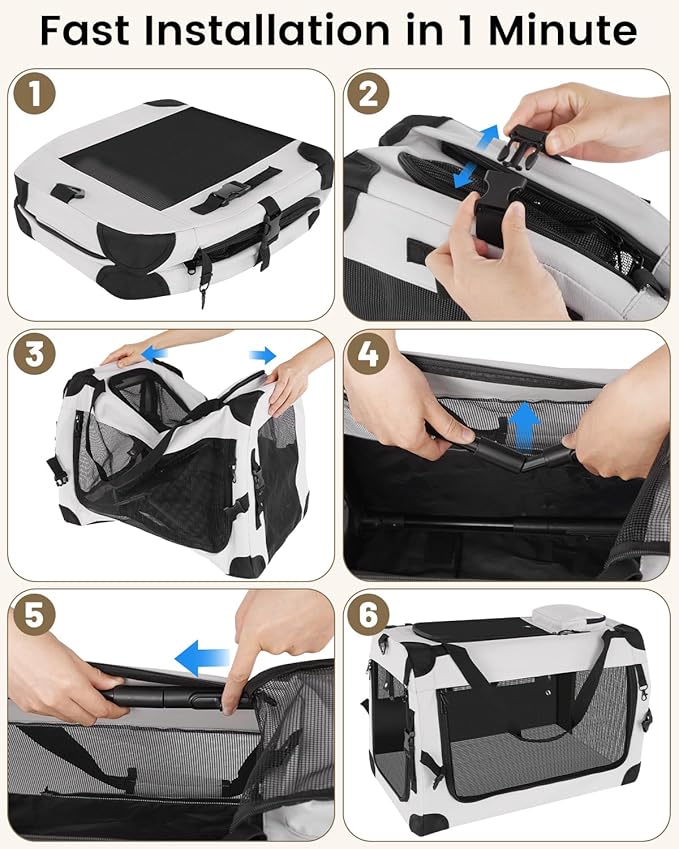 Extra Large Cat Carrier for 2 Cats, Portable Soft-Sided Pet Carrier for Small Dogs, Puppies & Rabbits, Collapsible Travel Carrier with Removable Cozy Pad & Storage Pockets, 24"×16"×16"