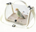 Hands Free Small Pet Cage with Breathable Mesh Windows Parrot Backpack for Vet Visit Shopping Hiking, Clear View Portable Bird Travel Carrier with Easy Clean Removable Tray and Perch