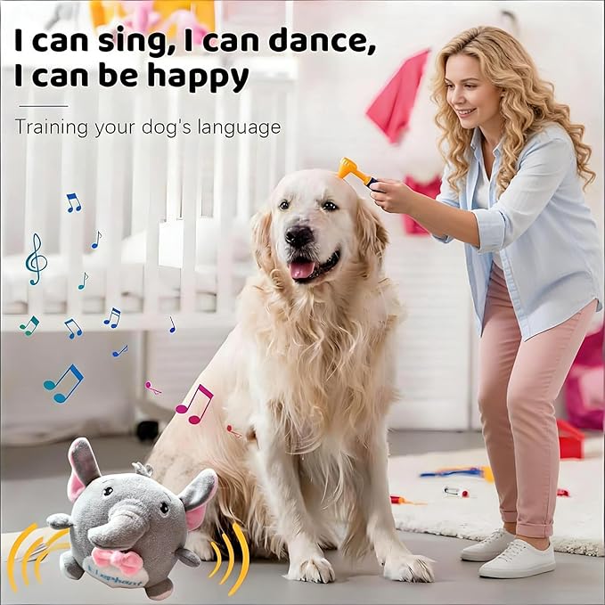 Interactive Dog Toys,Active Moving Pet Plush Toy with Recording and Music Modes, Jumping Squeaky Song shaking Interactive Dog Ball,Rechargeable Dog Toys to Keep Them Busy,Animal Plush Pet Toy(Hamster)
